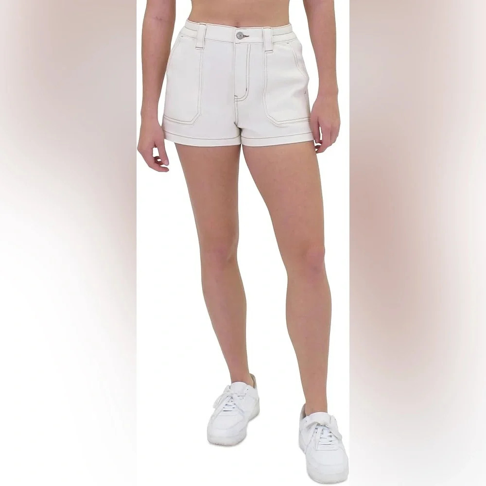 Rewash Brand Juniors' Elasticized-Waistband Mom Shorts